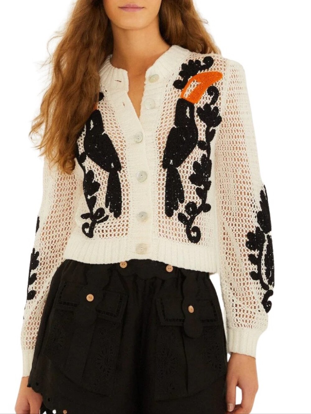 NWT Farm Rio Toucan Crochet Cardigan